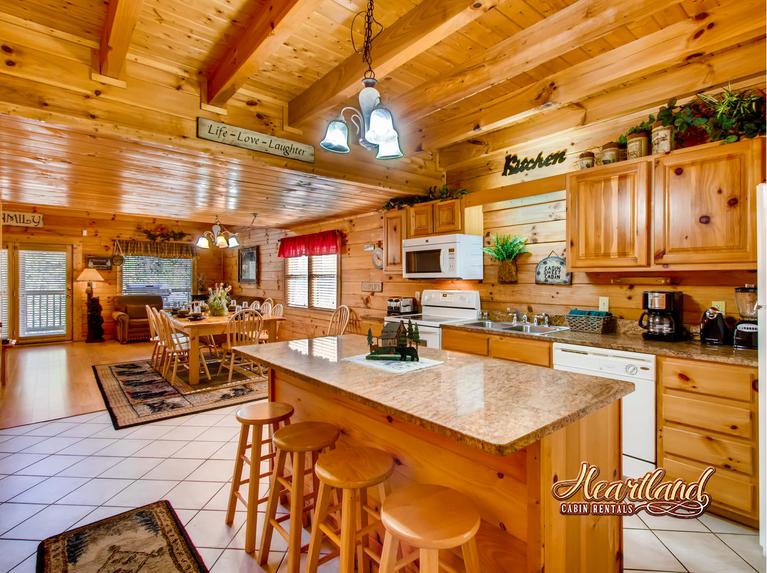 Full kitchen with all the amenites you need in this 5 bedroom cabin near Dollywood and Pigeon Forge